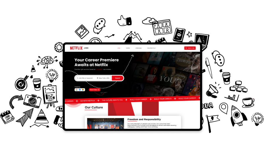 Redesigning Netflix’s Job portal for search ability to increase applications & better cultural positioning.